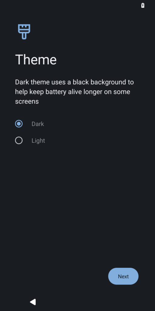 iodéOS setup - theme selection