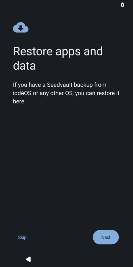 iodéOS setup - Seedvault